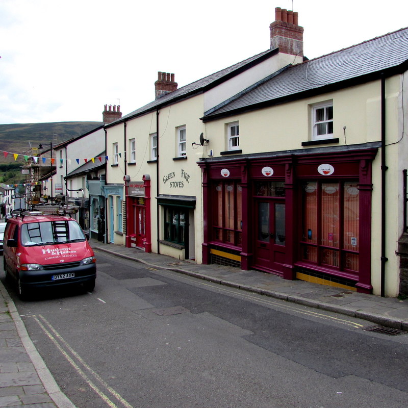 Businesses on Broad Street south of Lion Street, Blaenavon