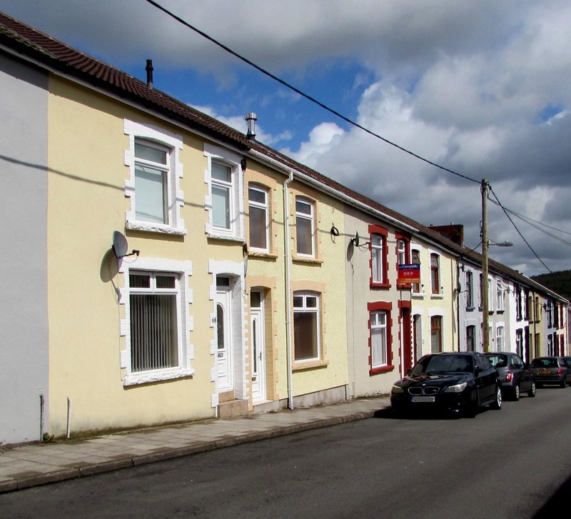 Houses on the south side of West Street, Bargoed